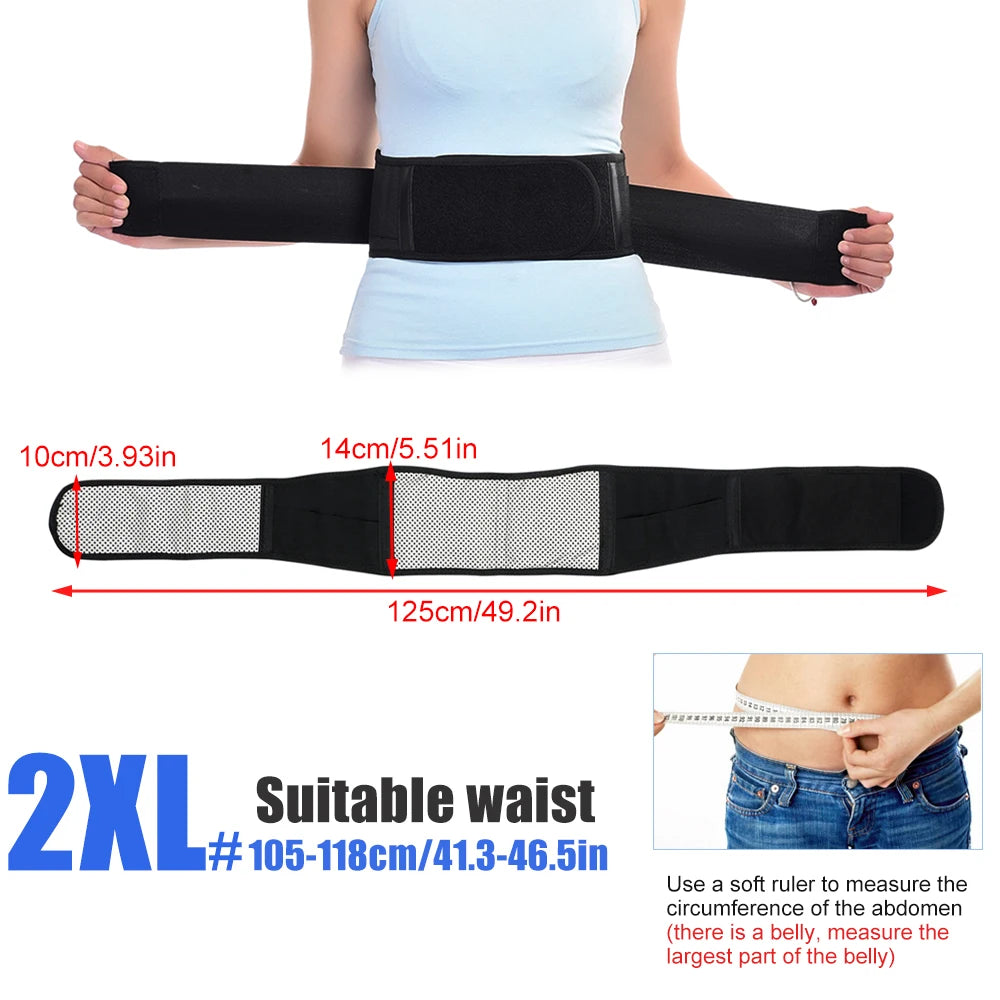 Heating Back Brace for Lower Back Pain Relief – Adjustable Magnetic Therapy Lumbar Support Belt - Heated Waist Wrap for Sciatica