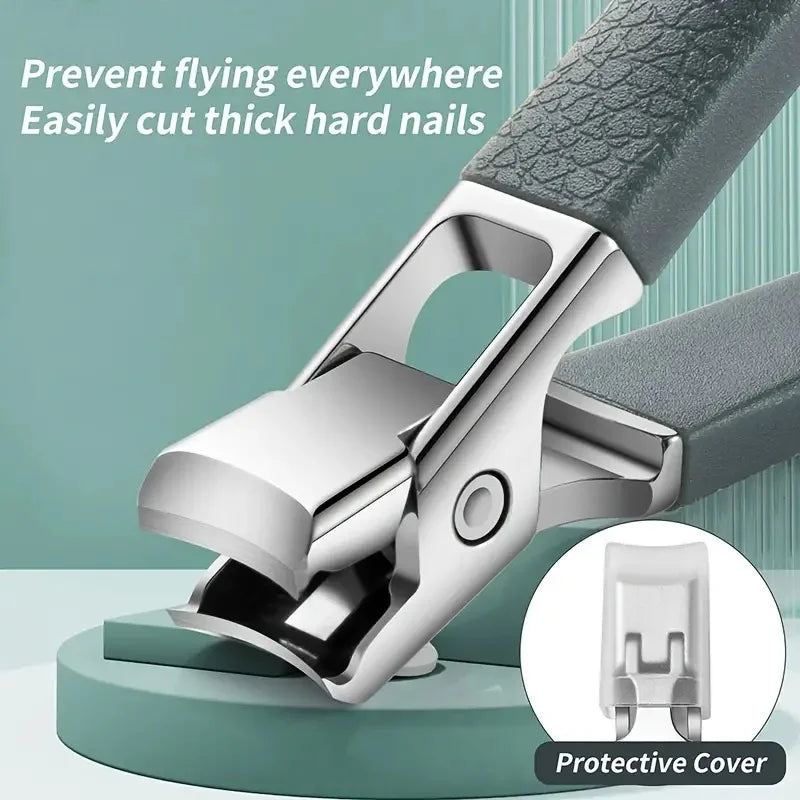 Professional Stainless Steel Nail Clippers Set – Anti-Splash Sharp Trimmer for Thick Nails & Pedicure