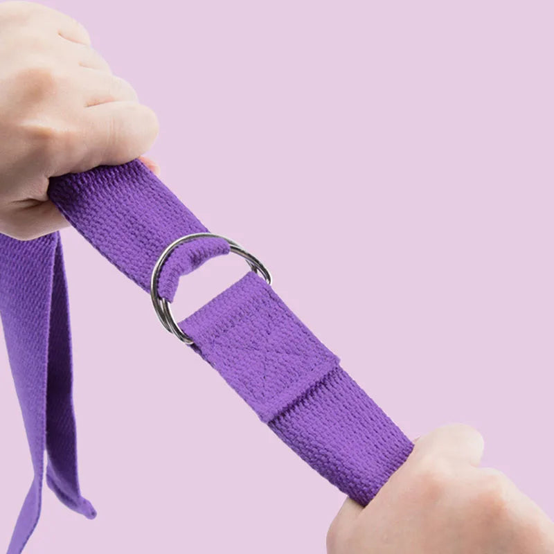 Cotton Yoga Strap with D-Ring Buckle – 183cm Adjustable Woven Stretch Belt for Fitness, Pilates & Stretching