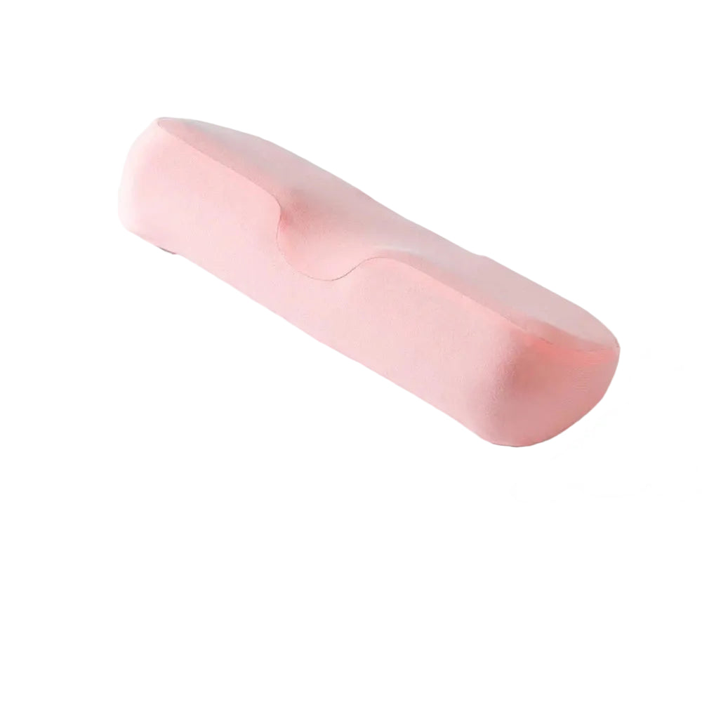 Pink cylindrical object with dimensions labeled on a white background