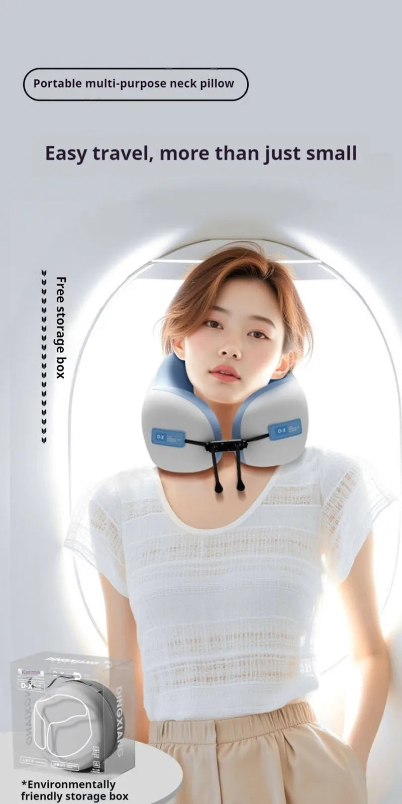Memory Foam Travel Neck Pillow – U-Shaped Cervical Support