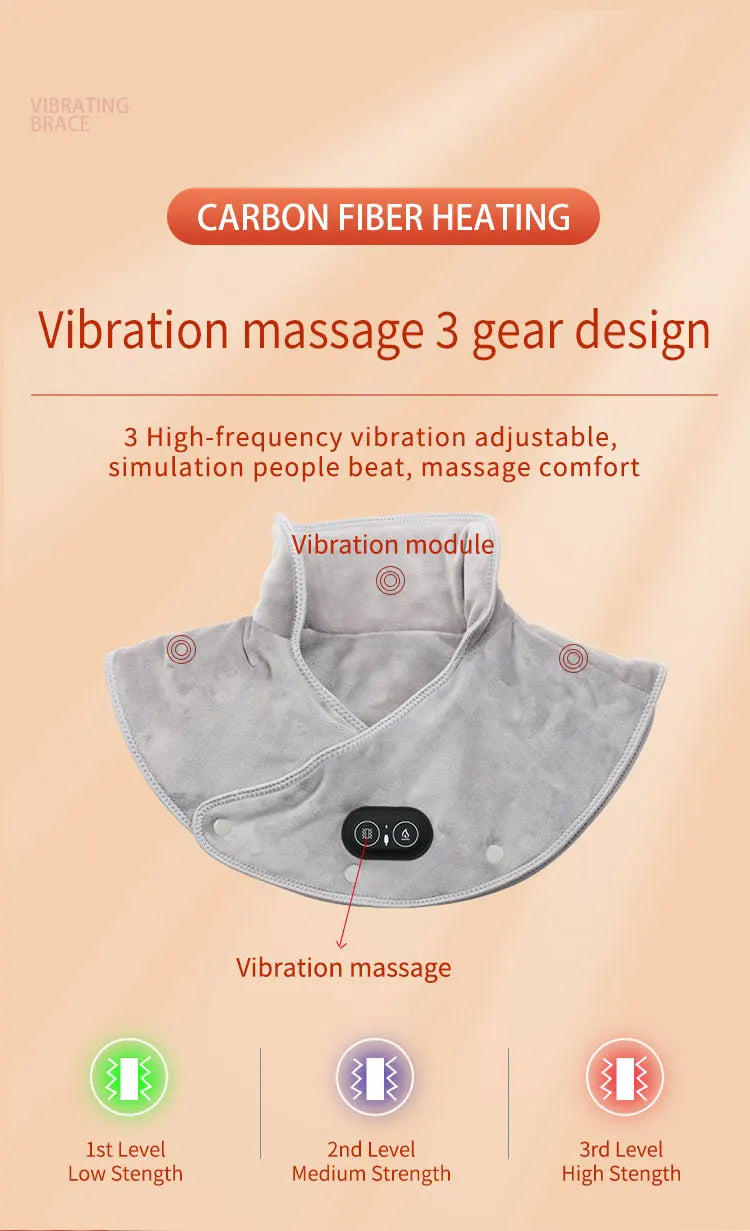 HEALTENCE Electric Heating Shoulder & Neck Pad – 3-Gear Thermal Vibration Massager