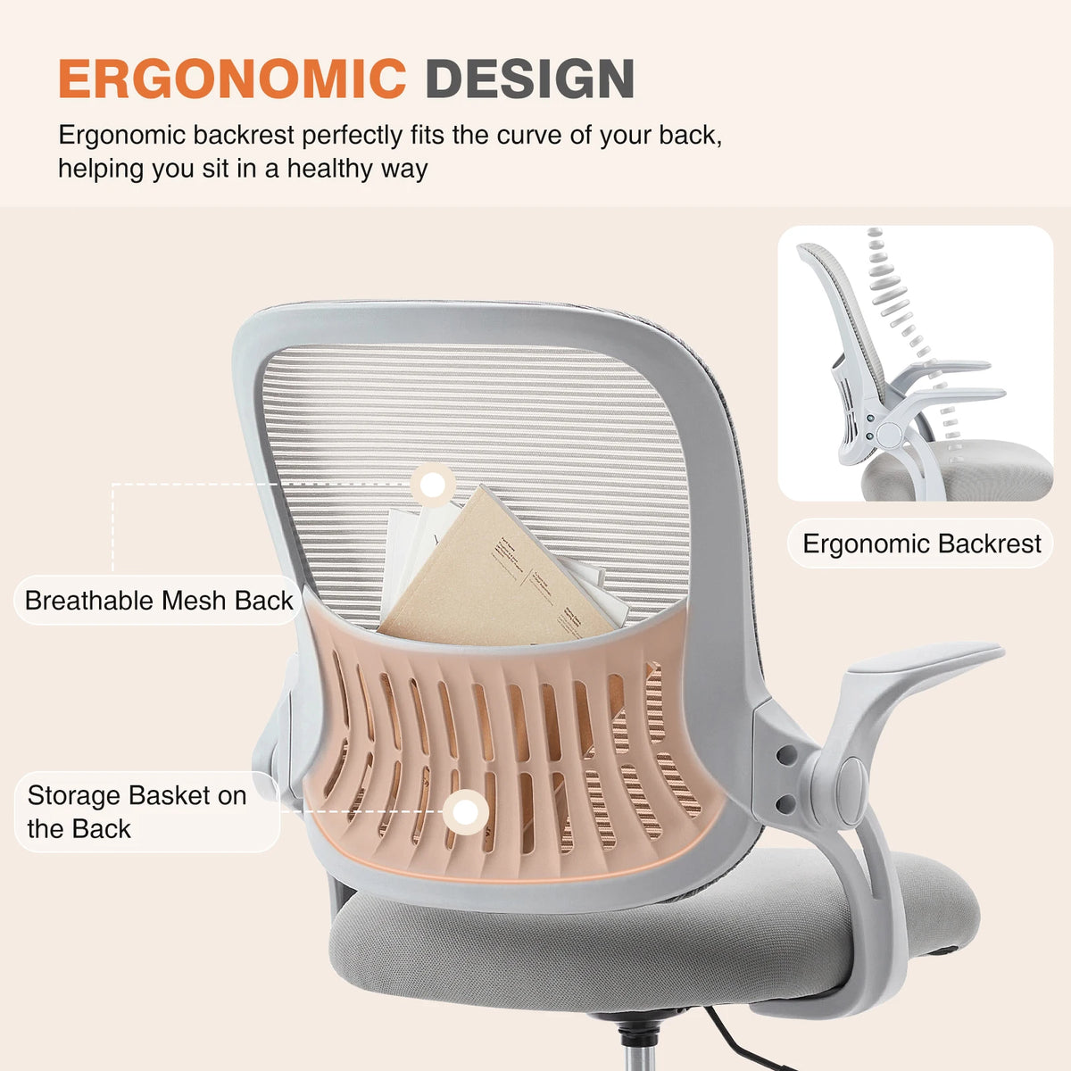 JHK Ergonomic Mesh Office Chair – Adjustable Height Rolling Swivel Gaming Chair with Wheels for Home & Work