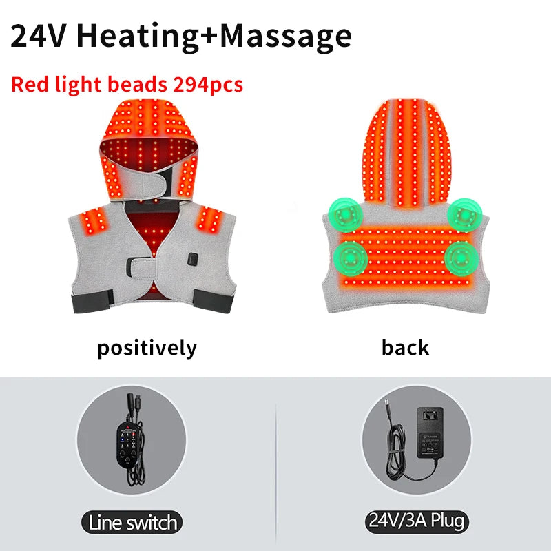 Red Light Therapy Hooded Shawl – 3-Gear Heat & Massage