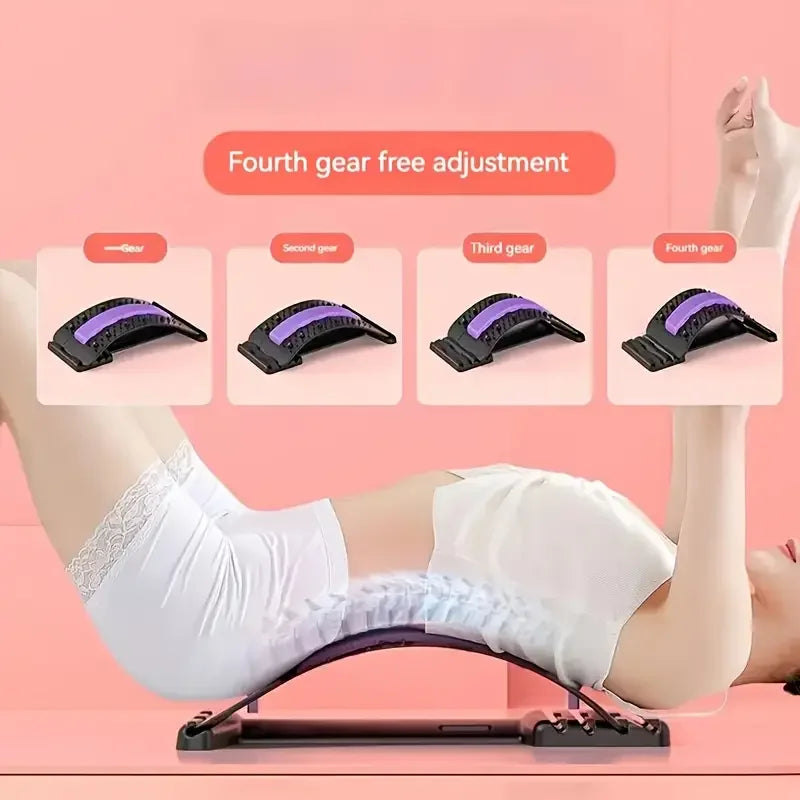 3-Level Adjustable Back Stretcher – Lumbar Cracker Board & Spine Decompression Device for Lower Back Pain