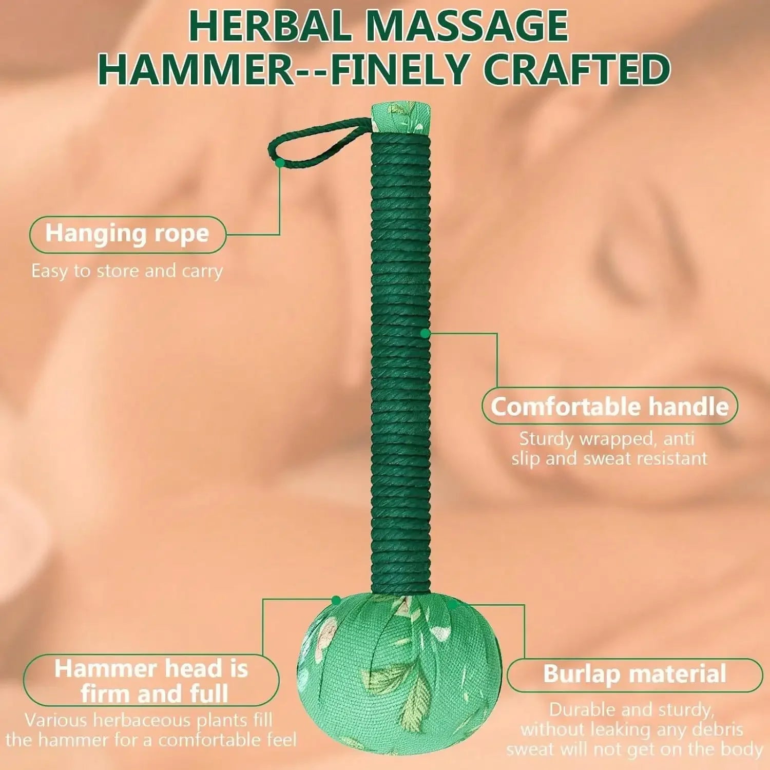 Wormwood Herb Muscle Massage Stick – Meridian Acupoint Percussion Massager Hammer for Relaxation