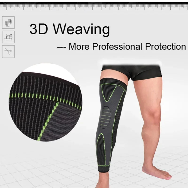 Non-Slip Elastic Long Leg Sleeve Knee Pads – Pressurized Running & Sports Warm Leg Protection