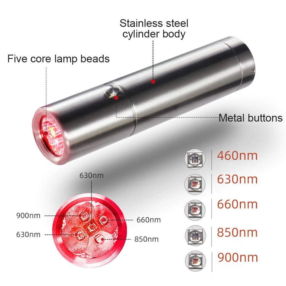 Red Light Therapy Wand – 5 Wavelengths Pain Relief & Acne Treatment