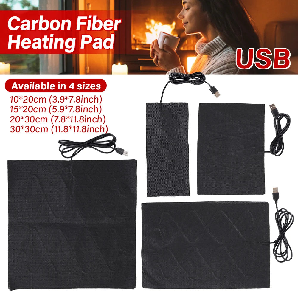 5V USB Carbon Fiber Heating Pad – Fast-Heating Hand Warmer for Mouse Pad, Shoes & Gloves