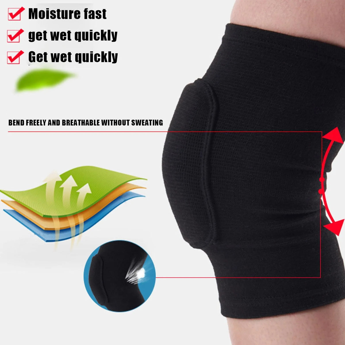Sports Compression Knee Pads – Elastic Thickened Sponge Knee Brace for Dancing, Workout & Training