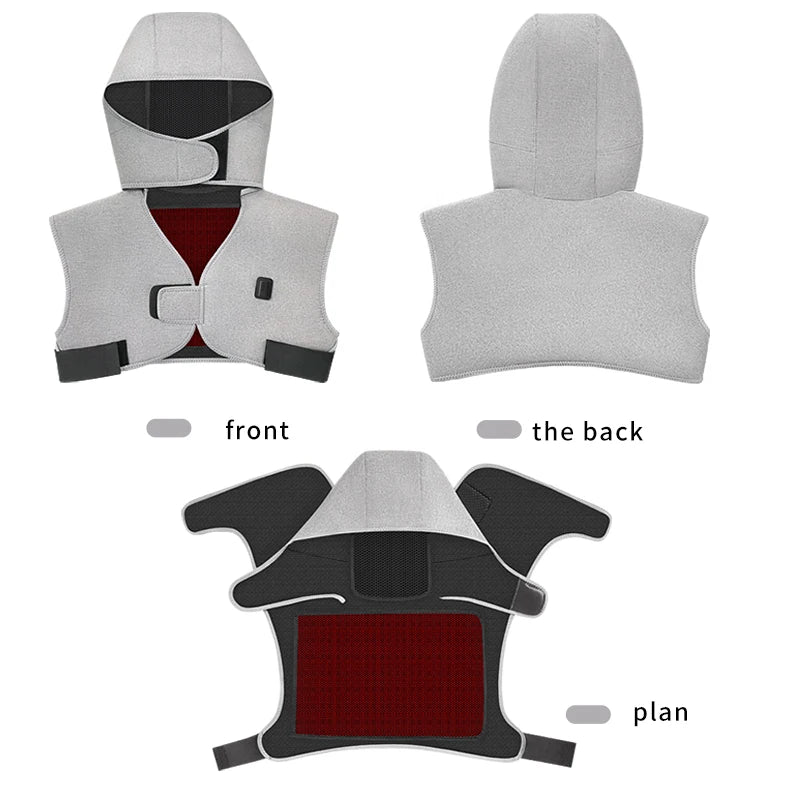 Red Light Therapy Hooded Shawl – 3-Gear Heat & Massage