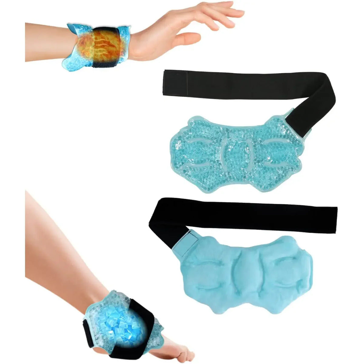 Hot & Cold Ankle & Foot Gel Ice Pack Wrap – Adjustable Strap for Sprains & Plantar Fasciitis