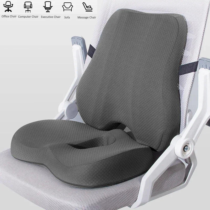 Memory Foam Seat & Lumbar Support Cushion Set | Healtence