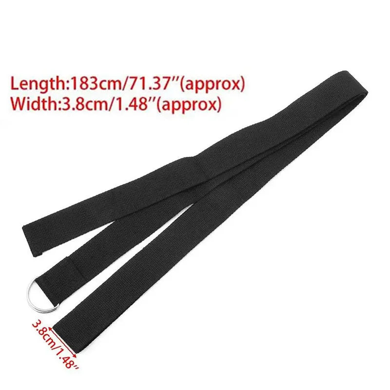 Cotton Yoga Strap with D-Ring Buckle – 183cm Adjustable Woven Stretch Belt for Fitness, Pilates & Stretching