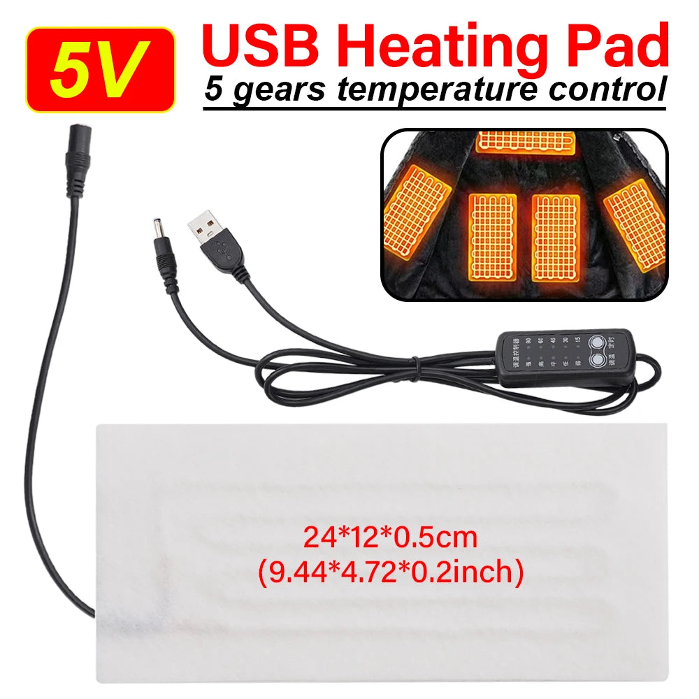 1set USB Clothes Heater Pad with DC connector Clothes Heating Mat For Neck Lumbar Abdomen Warming Winter Heat Mat