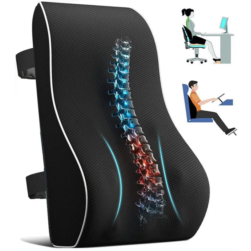 HEALTENCE Memory Foam Lumbar Back Cushion – Ergonomic Car & Office Support