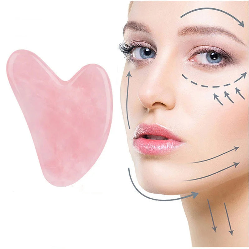 Rose Pink Gua Sha Massage Board – Jade Face Scraper for Neck, Back & Body Sculpting