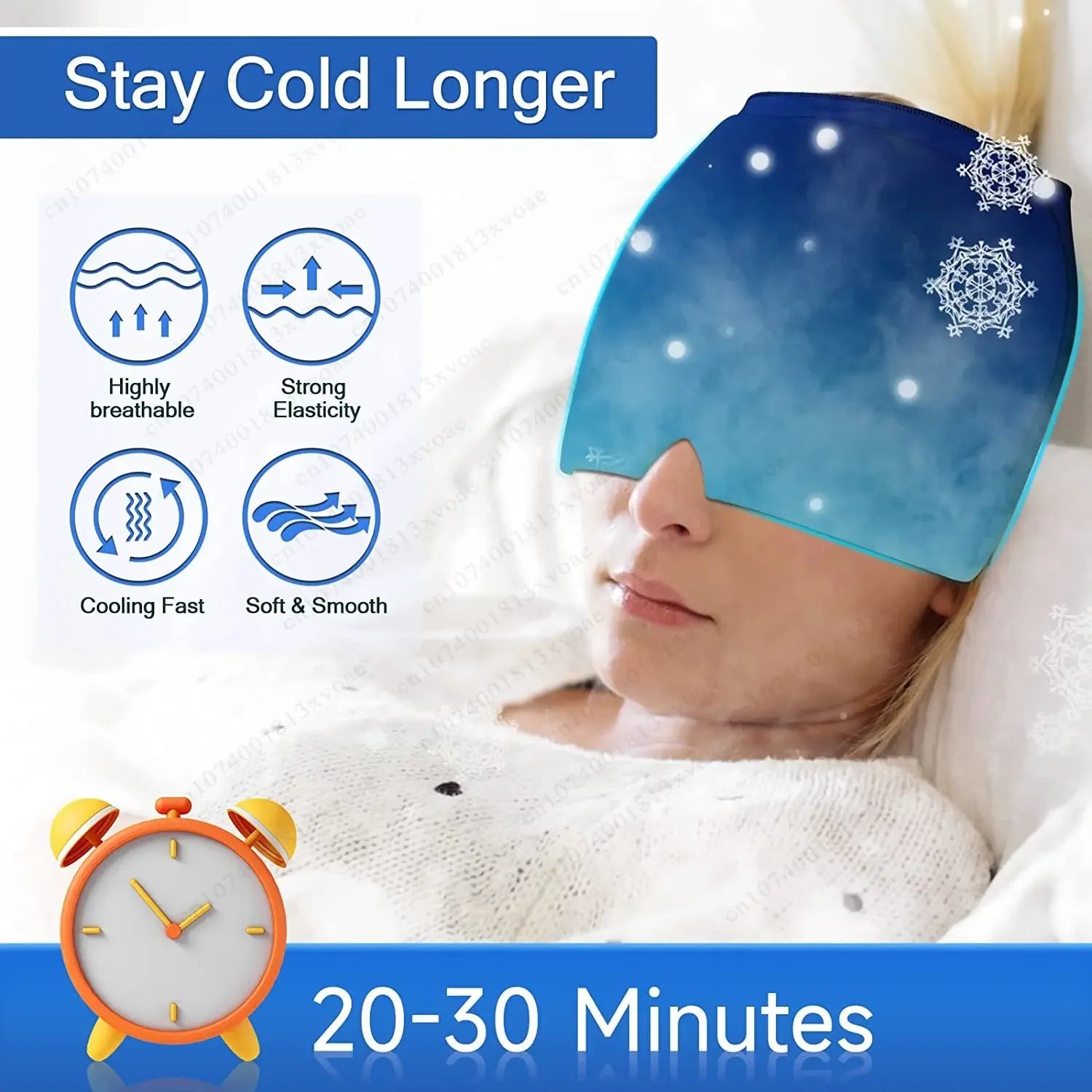 Headache & Migraine Relief Ice Hat – Gel Cold Compress Therapy Cap with Eye Mask for Pressure Pain Relief