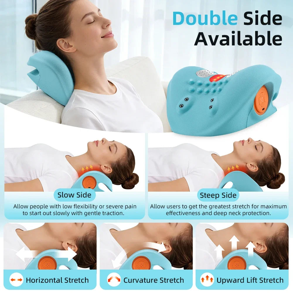 Electric Neck & Shoulder Heating Massager – 6-Mode Cervical Traction & Back Neck Stretcher Pillow