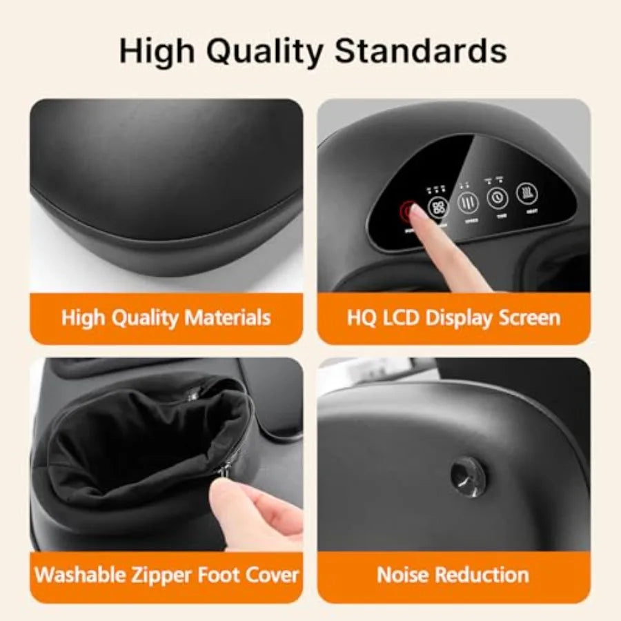 Electric Shiatsu Foot Massager with Heat – Deep Kneading & Air Compression for Foot Wellness (Fits Size 13)