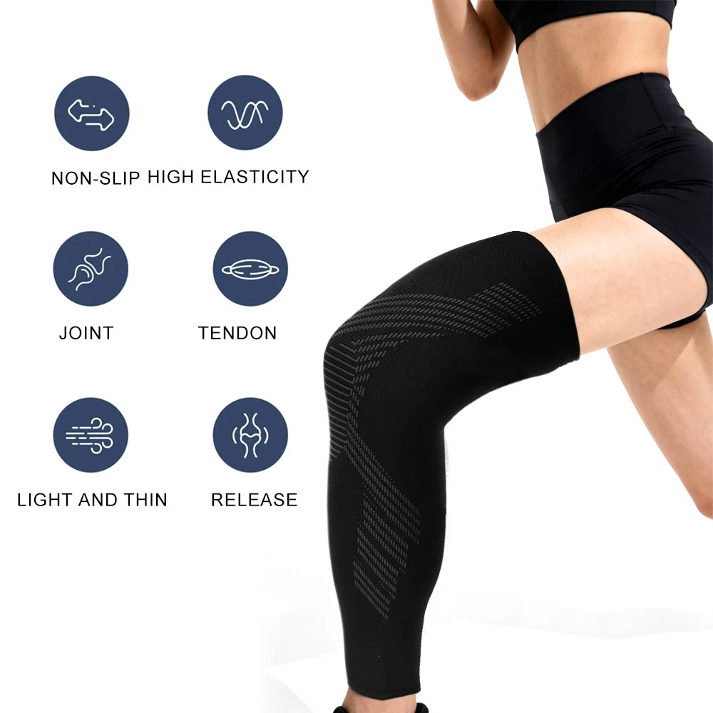 Full-Length Compression Leg Sleeve – Knee & Calf Support for Pain Relief & Sport Workouts (Men & Women)
