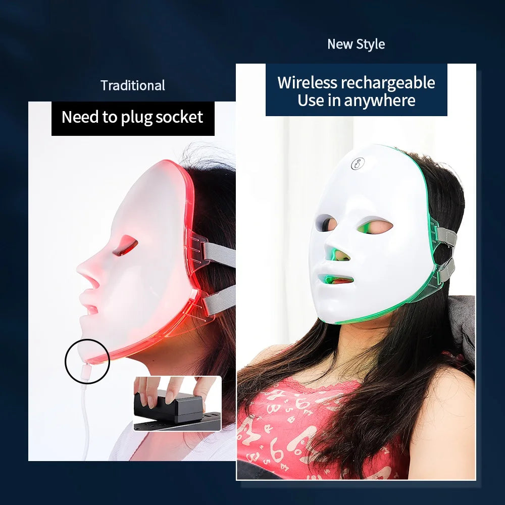 Rechargeable 7-Color LED Photon Facial Mask – Skin Rejuvenation, Lifting & Whitening Beauty Mask