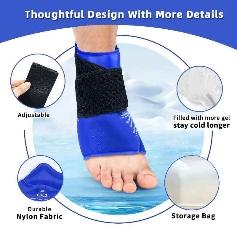 Reusable Gel Cold & Hot Ankle Ice Pack Wrap – Adjustable Brace for Injuries, Sprains & Pain Relief