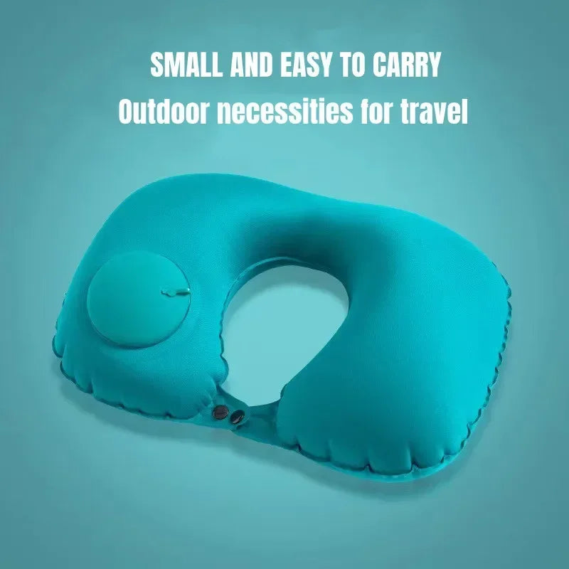 U-Shaped Inflatable Travel Neck Pillow – Press-to-Inflate