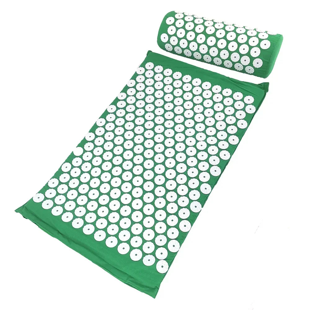 Acupressure Mat & Pillow Set – Spike Cushion Yoga Mat for Back, Body & Stress Pain Relief