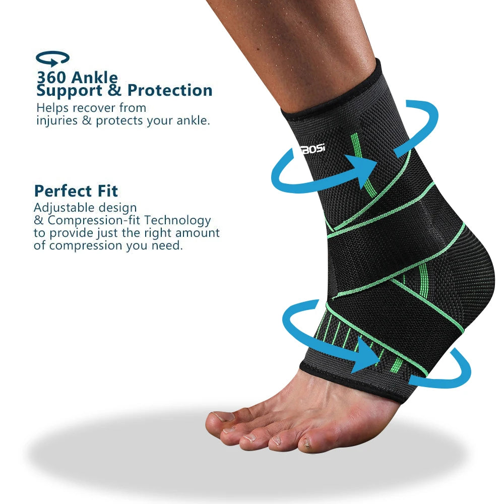 Adjustable Elastic Ankle Brace Compression Sleeve Foot Support Stabilizer for Plantar Fasciitis Achilles Tendonitis Sports Sock