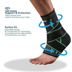 Adjustable Elastic Ankle Brace Compression Sleeve Foot Support Stabilizer for Plantar Fasciitis Achilles Tendonitis Sports Sock
