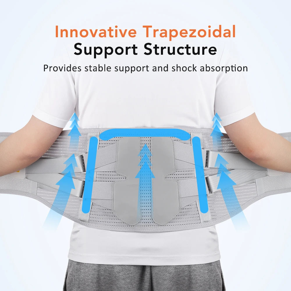 Adjustable Lumbar Support Brace Belt – 4-Plate Back Support with Pad for Men & Women