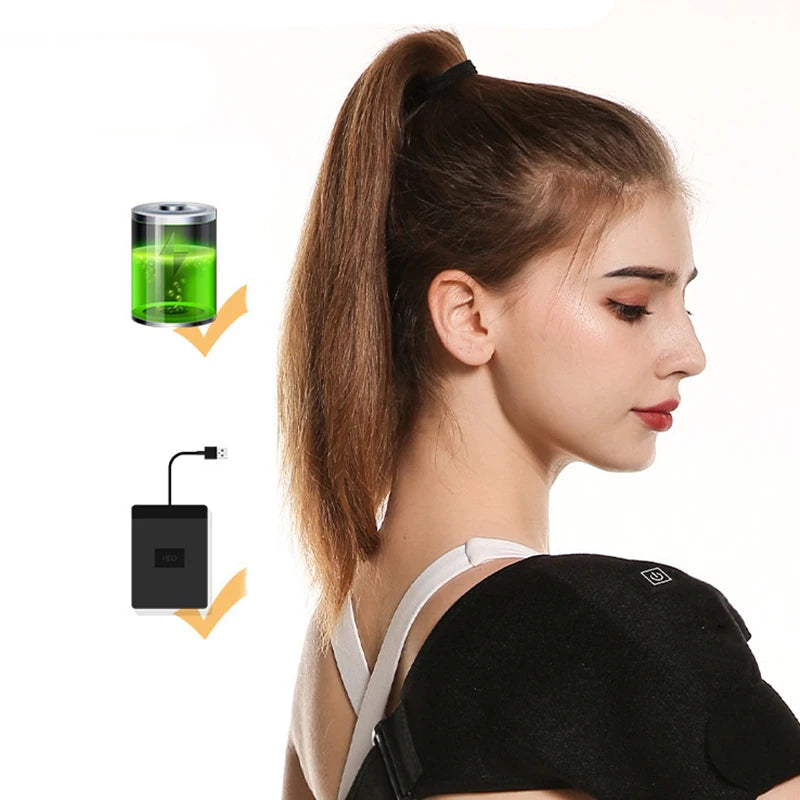 Electric Heated Shoulder Massage Brace – 3-Gear Warming Vibration Support Wrap