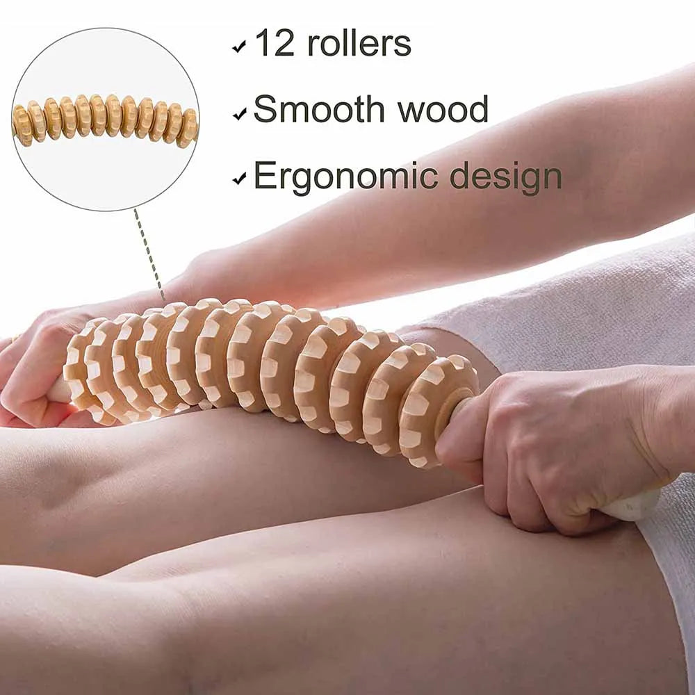 Curved Wood Massage Roller – Lymphatic Drainage Maderoterapia Anti-Cellulite Massager