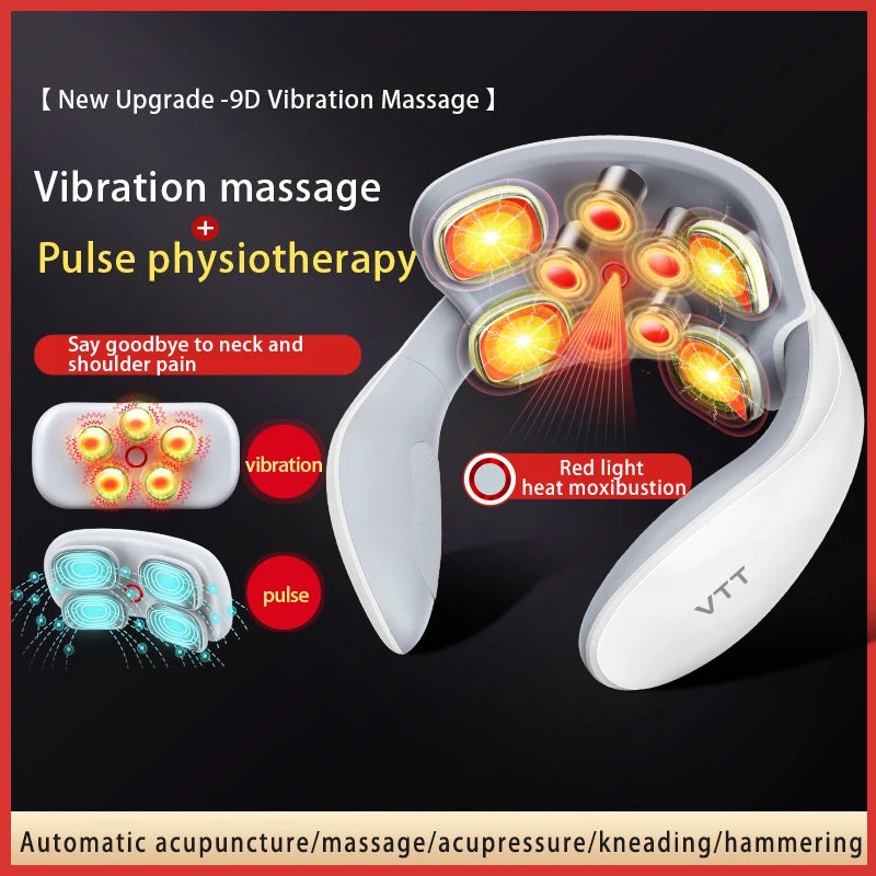 Smart TENS & Vibration Neck Massager – Heated Cervical Pulse Therapy