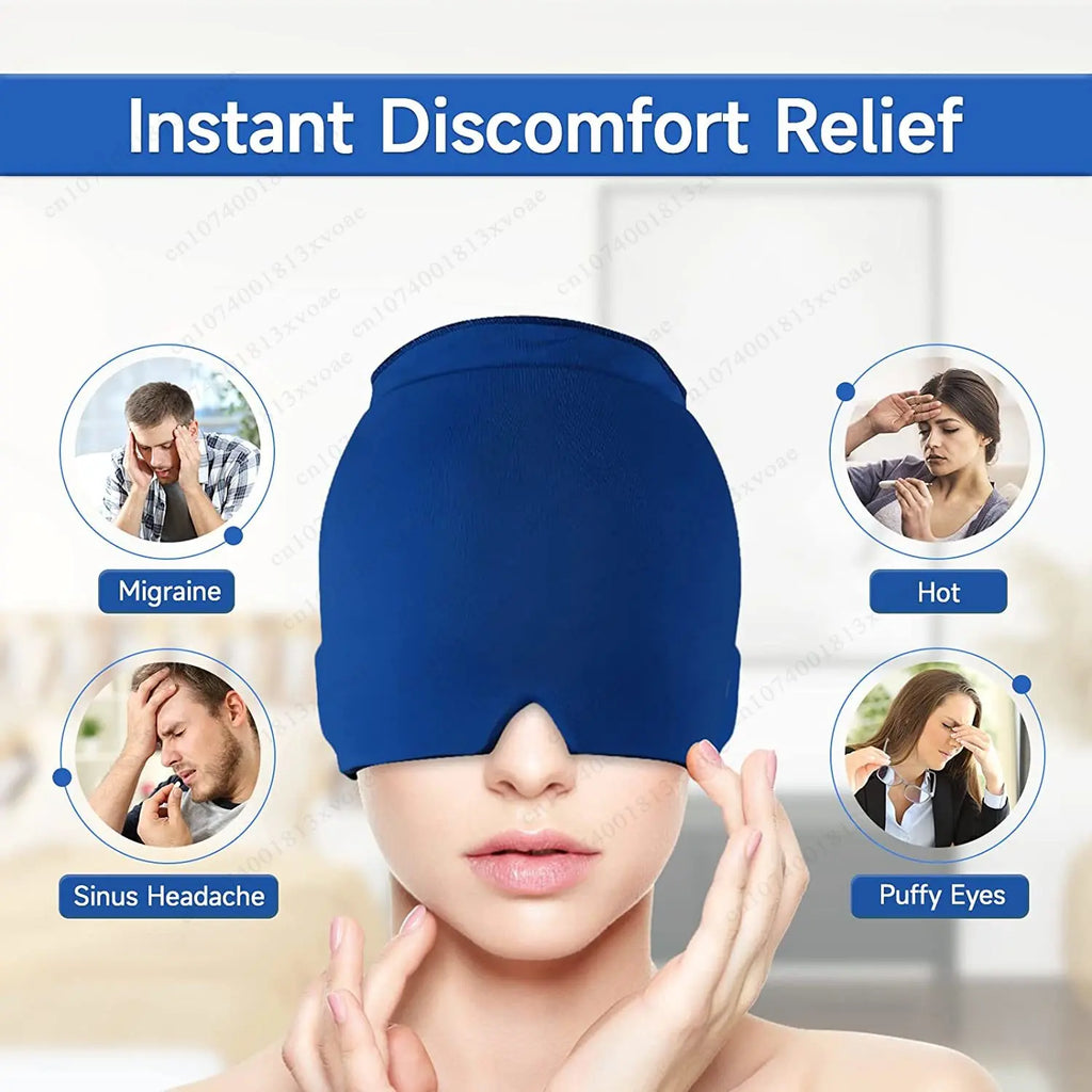 Headache & Migraine Relief Ice Hat – Gel Cold Compress Therapy Cap with Eye Mask for Pressure Pain Relief