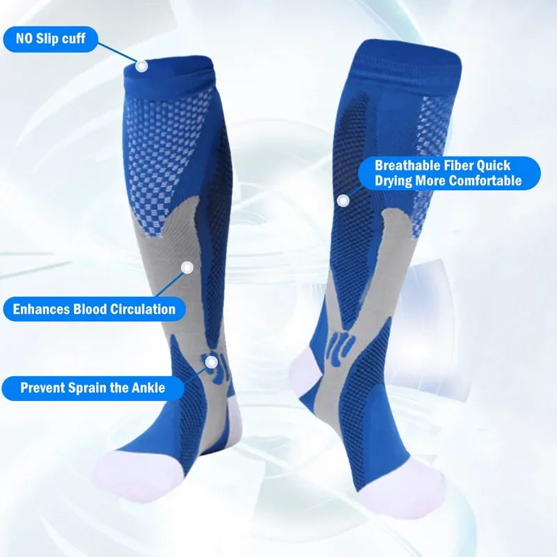 Multi-Color Compression Socks – Daily Cycling & Soccer Sports Socks to Prevent Varicose Veins (Men & Women)