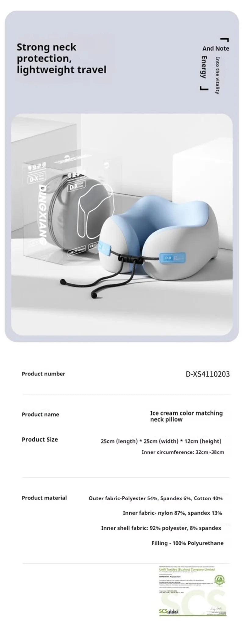 Memory Foam Travel Neck Pillow – U-Shaped Cervical Support