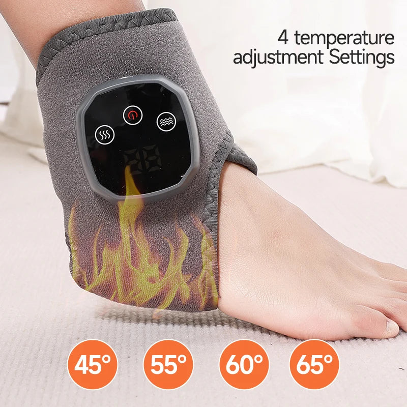 Electric Heat & Vibration Ankle Wrist Massager – Hot Compress Therapy Heated Wrap Brace