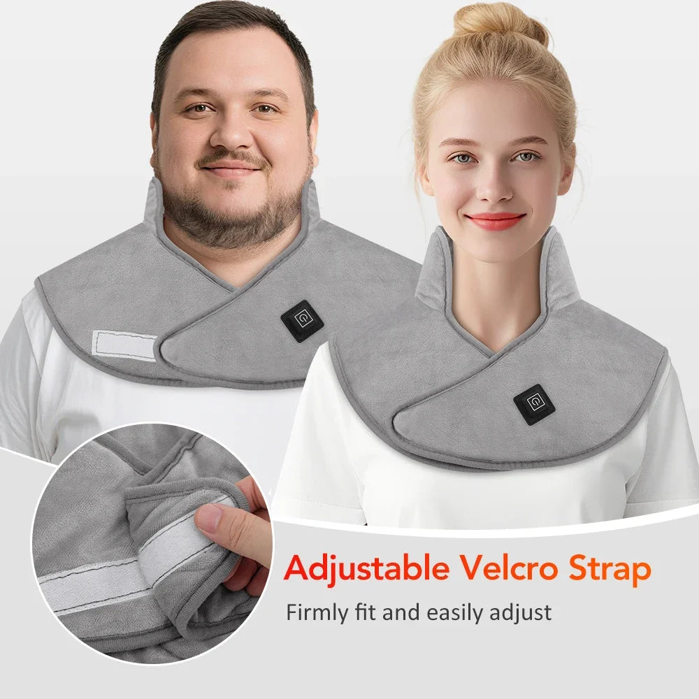 Electric Heating Shoulder & Neck Pad – Cervical Wrap with 3 Heat Settings Soft Hot Compress Back Shawl