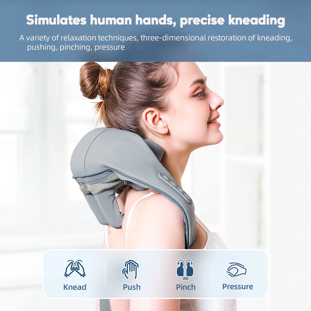 Foreverlily 26W Wireless Neck & Shoulder Kneading Massager Shawl – Trapezius & Cervical Relief
