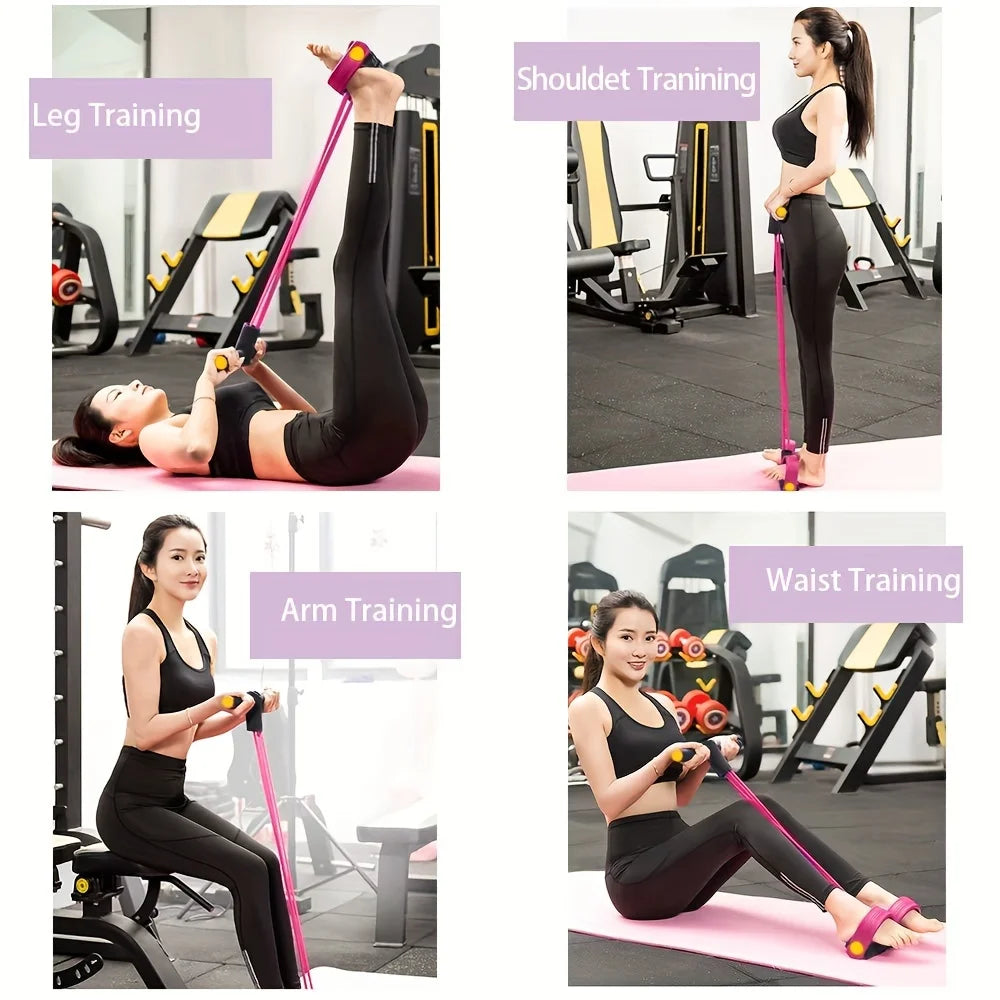 6-Tube Latex Resistance Band – Multi-Functional Elastic Yoga Pull Rope for Arms, Legs, Waist & Abs