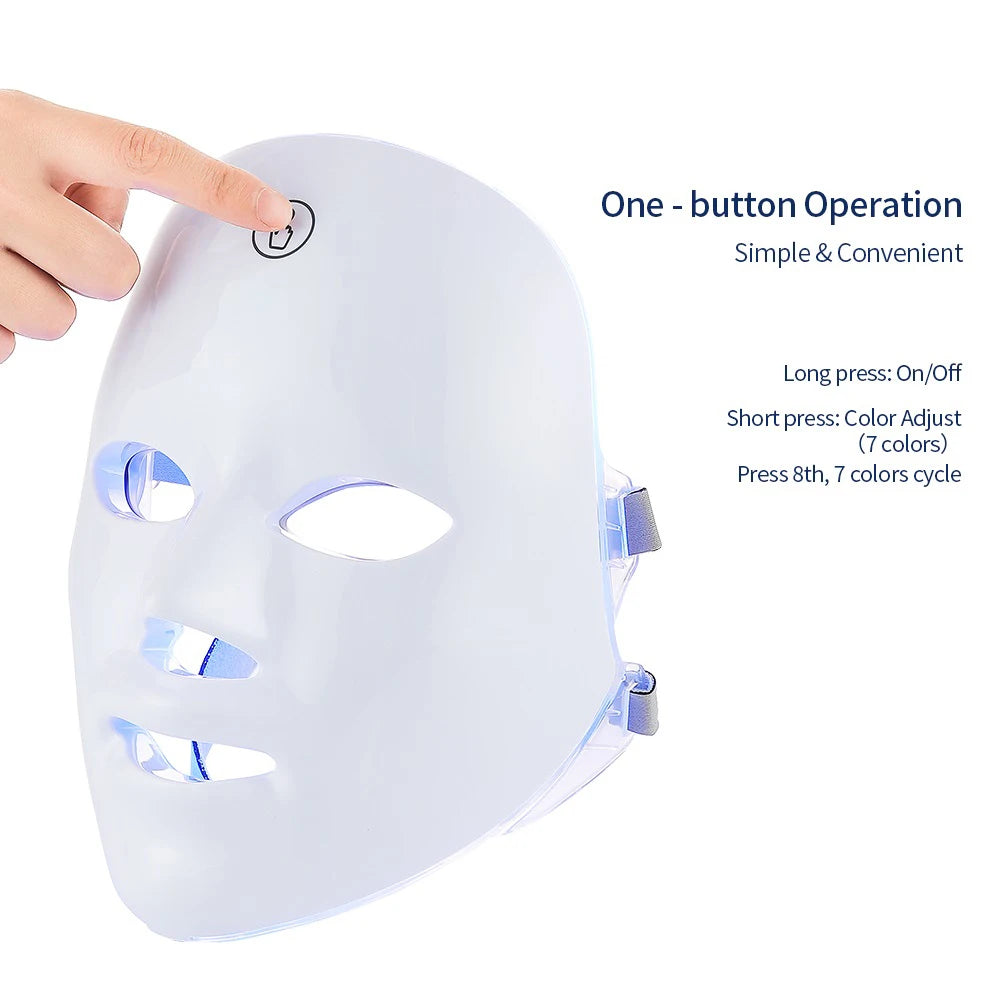 Rechargeable 7-Color LED Photon Facial Mask – Skin Rejuvenation, Lifting & Whitening Beauty Mask