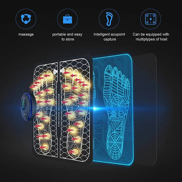EMS Foot Massager Pad – USB Rechargeable Reflexology Acupoint Muscle Stimulator for Blood Circulation & Pain Relief