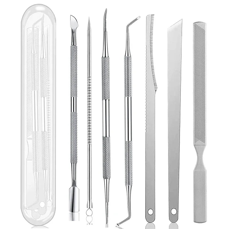 Premium Foot Care Kit 8Pcs Callus Remover File Dead Skin Shaver Cuticle Pusher Pedicure Tool for Hard Tough Skin Beauty Health