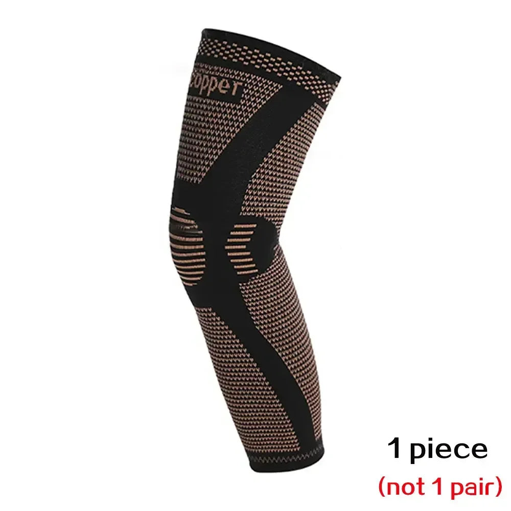 Copper Full Leg Sleeves Long Compression Knee Support Protect Leg for Man Women Basketball, Arthritis Cycling Sport Football Gym