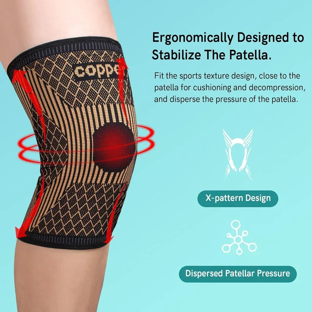 Copper Compression Knee Brace Sleeve – Arthritis Pain Relief & Joint Support