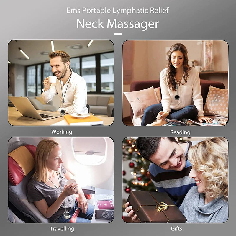 HEALTENCE Hanging Neck Massager – EMS TENS & Hot Compress