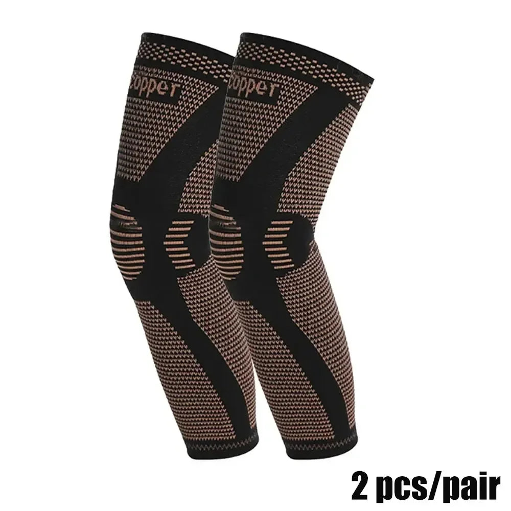 Copper Full Leg Sleeves Long Compression Knee Support Protect Leg for Man Women Basketball, Arthritis Cycling Sport Football Gym