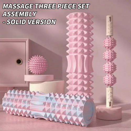 3-Piece Home Massage Set – Spiky Massage Ball, Massage Roller & Foam Roller Shaft for Full Body Relief